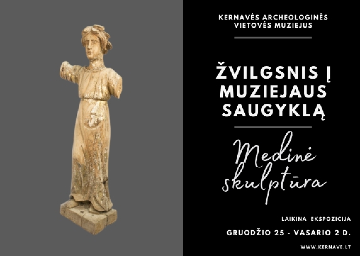 Žvilgsnis į muziejaus saugyklas - medinė skulptūra